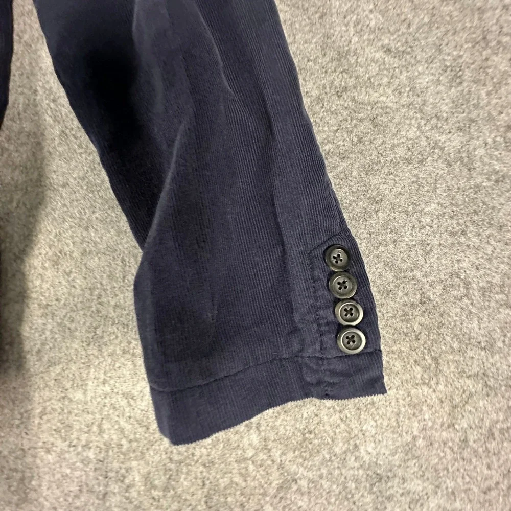 Reyn Spooner Corduroy Blazer Mens Size Large Navy Blue Cotton Floral Lining